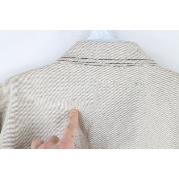 NOS Vtg 90s Marithe Francois Girbaud Mens Large Baggy Denim Trucker Jacket White - Picture 14 of 14